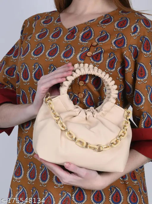 White PU Magnifique Sling Bag, stylish design for women with 2 compartments, free size (9x3x6 in), perfect for casual or office wear