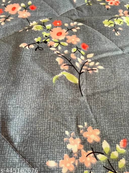 Blue and pink cotton blend single bed comforter, vibrant home decor accent on a bed