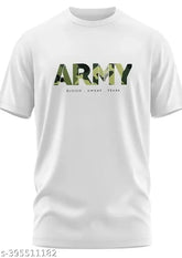Green polycotton Men's Army t-shirt with military American style print, perfect for armed forces apparel