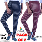 Striped cotton blend jeggings pack of 2 - all-over print women's jeans for stylish comfort, hoseiyri cotton waste recycled fabric, trendy and lightweight