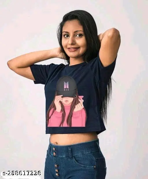 Cotton blend short-sleeved printed net top, vibrant design, size S-XL, Indian origin