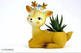 Unique polyresin sitting deer animal planter, ideal for succulents and office decor without plants