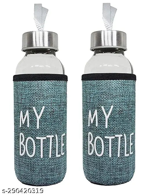 Blue ceramic leak-proof mini bottle, ultra-clear borosilicate glass, BPA-free, dishwasher safe, ideal for on-the-go hydration