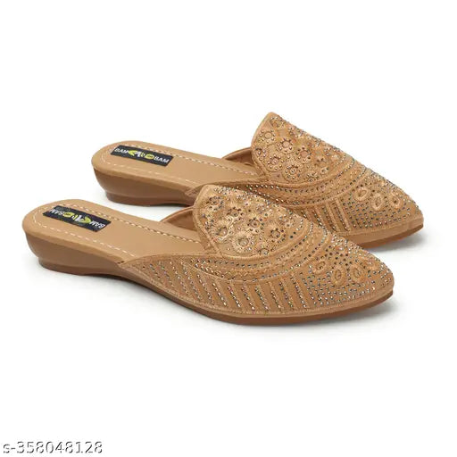 Synthetic open back party belly for girls and women, embellished ballerinas style with trending strap detail. Indian-made PU and resin sheet for comfort, suitable for casual or ethnic wear