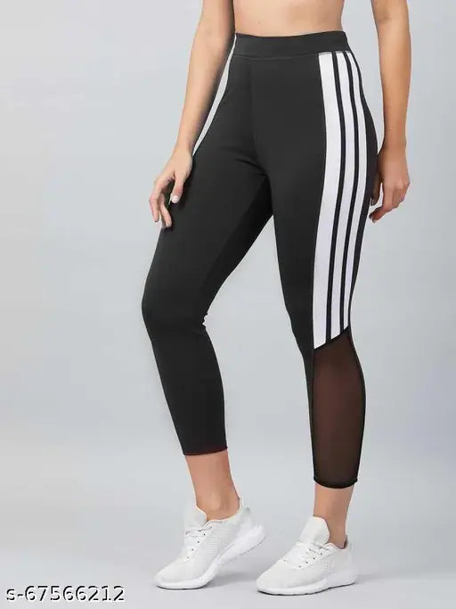Striped cotton blend jegging for women, fully stretchable and best for gym use - size 32 (waist 32in, length 35in, hip 34in)