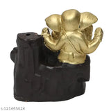 Handcrafted poly resin Ganesh idol with anti-smoke feature and 10 smoke cones, ideal for burning incense in decorative spaces, creating a unique smoky waterfall effect
