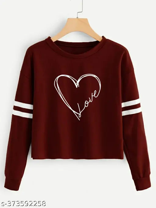 Cotton blend, printed net round neck full sleeves women's and girls t-shirt. Trendy and alluring with a unique charm for casual and party looks, made in India