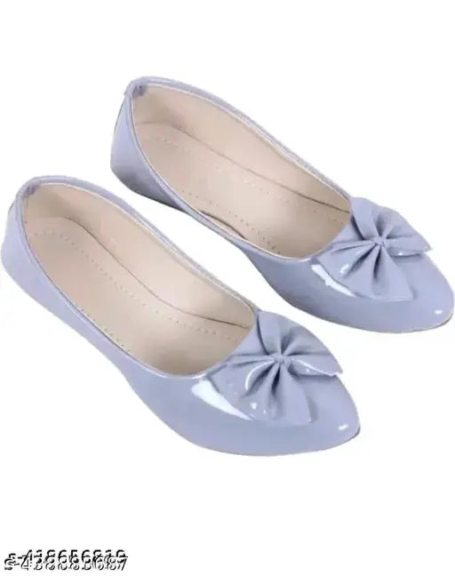 Women's patent leather butterfly belly ballerinas, solid design in indian sizes 8 and 9