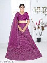 Heavy dark embroidered lehenga for women, free size with net top & bottomwear, India origin