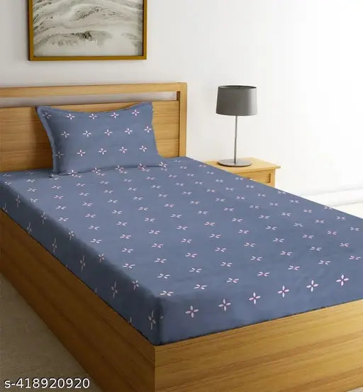 Glace Cotton 180TC single bedsheets (90x60 inch), striped with zigzag white pillow cover (18x28), ideal for adult summer use