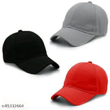 Solid cotton baseball caps - trendy, comfortable pack of 3 for men and women, made in India