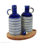 Ceramics Ghar premium ceramic oil dispenser set, 1000ml each, ideal for cooking oils
