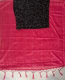 Georgette pink striped saree with sequence net blouse, free size Indian fashion accessory