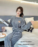 Beautiful 2023 Autumn-Winter wool velvet pajama set, thickened for warmth, self-design net pattern, L size