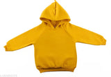 Soft yellow dinosaur hoodie for kids, cotton blend with long sleeves and solid pattern