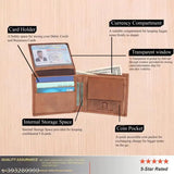 Brown genuine leather men's wallet, 5 compartments, RFID protected, WILD NAPA quality