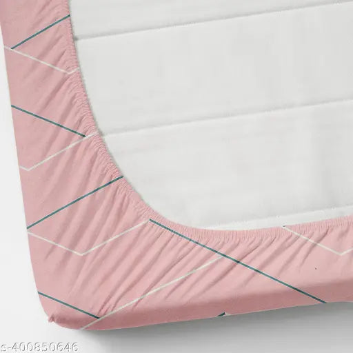 Pink soft cotton, 250 tc elastic fitted King Size double bed sheet with two pillow covers, featuring a floral pattern. Ideal for a comfortable summer sleep