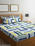 Glace cotton double bedsheet & matching pillow covers, geometric print, soft & fine quality, ideal for summer