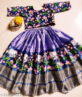 kids floral printed satin lehenga choli set, short sleeves and chunni, 2 years new model party wear, Indian origin