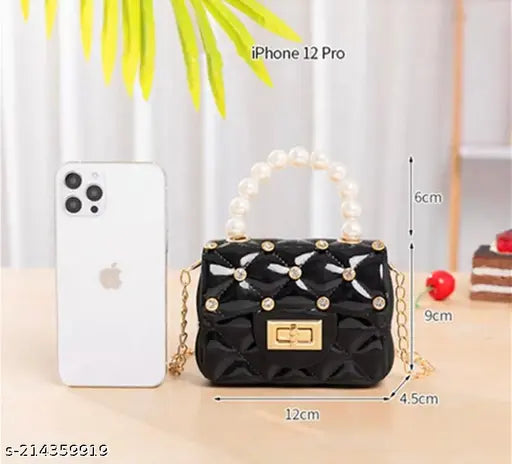 Pearl embellished silicone sling bag for travel/casual wear, free size, India-made