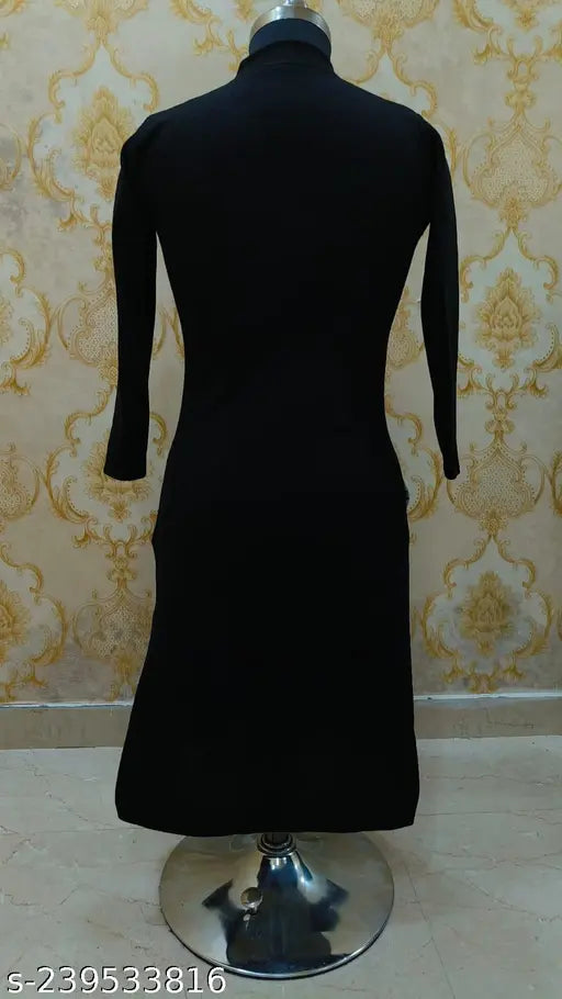 Fancy woolen kurti, long-sleeved solid design in natural tones. S-XL sizes available, origin India