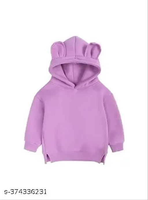 Stylish solid unisex kids' hoodies, 100% fleece, long sleeves, cotton, various sizes from 1-12 years, India origin