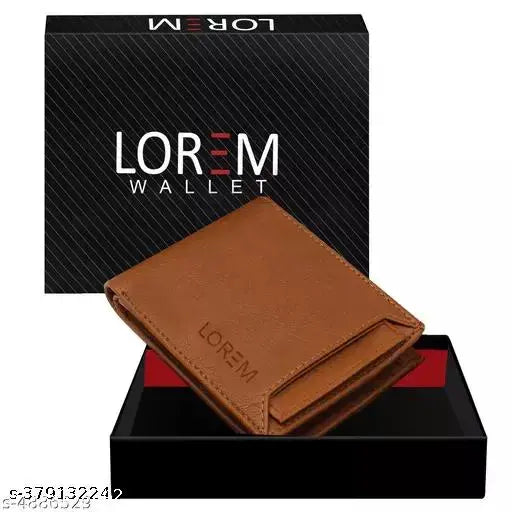 Brown two-fold leather wallet with textured pattern, compact yet spacious, ideal for men's essentials organization. Made of premium faux leather, originating from India