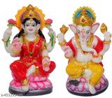 Seema Handicraft 5-inch Polyresin Ganesh Laxmi Idol for home pooja, India-made