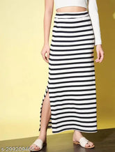 Formal white cotton-blend printed net skirt for women, suitable for office and party wear, size 26, 28, 30 on display