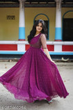 Purple Georgette party wear kurta with organza jacket and allover embroidery, size S-XXL for casual dressing in India