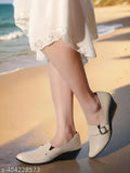 Striped canvas, ultra-flexible ballet flats for women - office wear, gym workouts, parties