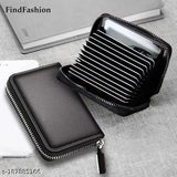 Genuine leather 11-slot card & cash holder for men & women, solid design with five compartments, free size (8cm x 10cm), made in India
