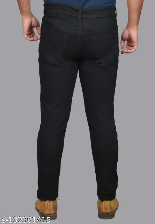 Black denim COMFITS men's jeans, perfect fit for any occasion. Size 28, 30, 32, 34, or 36. Made in India