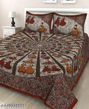 Jaipuri cotton double bed sheet with 2 pillow covers, superfine summer bedding from India