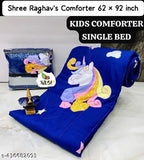 Blue cotton single bed comforter, lightweight microfiber filling, best for gifts and homes, India-made