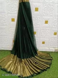 Golden chiffon saree with intricate zari weaving, free size, Indian party wear