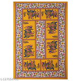 Yellow 100% cotton UniqChoice Jaipuri single bedsheet with 1 pillow cover, floral design and thread count 120, ideal for adults, Indian-made bed linen