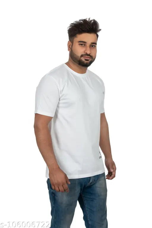 Mens printed cotton short sleeve t-shirt, MIBA brand name in print on front, casual attire for men