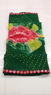 Georgette printed saree with solid blouse, perfect for parties and daily wear, free size, origin India