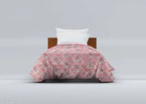 Pink & White Printed Microfiber Comforter, 150 GSM Polyester, Single Bed (54x88 inches)