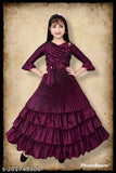 Silk embellished ethnic gown for girl, three-quarter sleeves, Indian handloom fashion