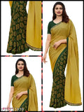 Banarasi silk georgette daily wear fancy saree with separate blouse piece, printed pattern on both