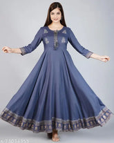 Rayon embroidered Anarkali Kurta for women - Three-quarter sleeve, rayon ethnic wear with stunning designs, India origin