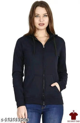 Solid fleece hoodie jacket, long sleeves, size S (bust 34in, length 24in), made in India