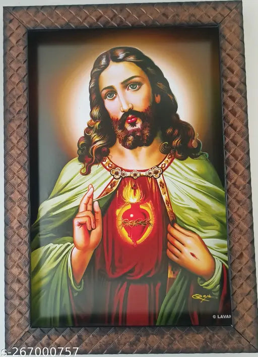 Synthetic resin, 9x12 inch sacred heart photo frame - Elegance Jesus Christ indoor decor