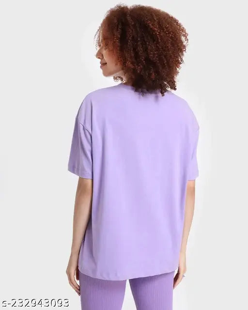 Loose fit, printed design half sleeves polycotton women's oversize round neck t-shirt, excellent print quality