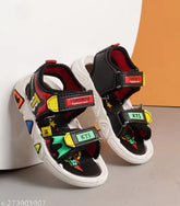 Stylish synthetic & PVC kids' casual fashion sandals by KATS, 1.5-4 years, printed net pattern, velcro fastening. Comfortable and stylish footwear for active playtime. Made with premium non-toxic materials in India