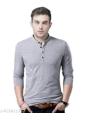 Cotton long sleeve solid-colored formal t-shirt set for men, collar style - Indian premium quality