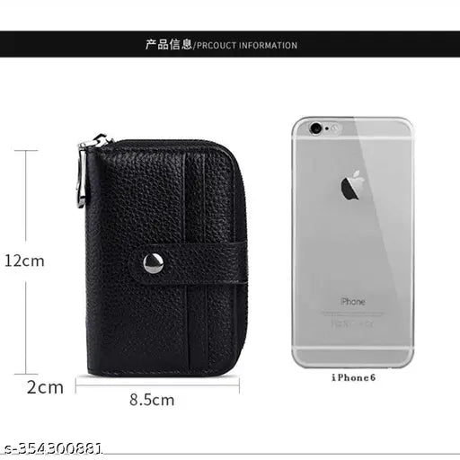 Solid leather men's and women's 9-slot zipper credit/debit card holder wallet, imported from India (2 pack)