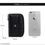 Solid leather men's and women's 9-slot zipper credit/debit card holder wallet, imported from India (2 pack)